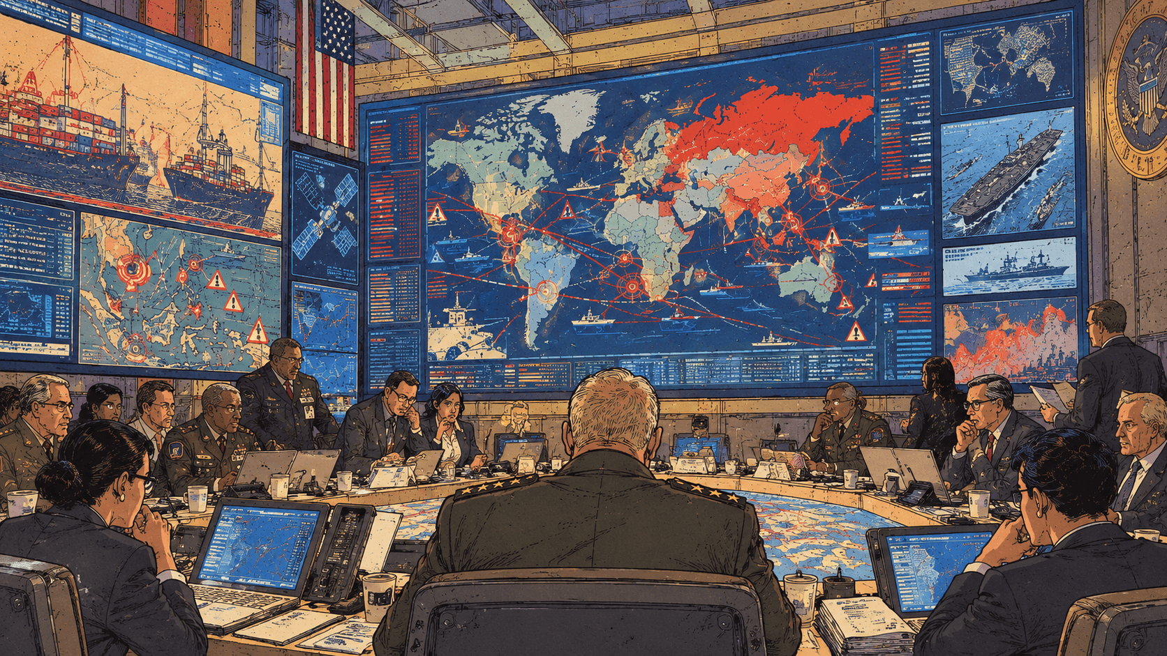 World War Five — Pentagon war room illustration